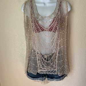 Cream Crotchet and Chiffon Top